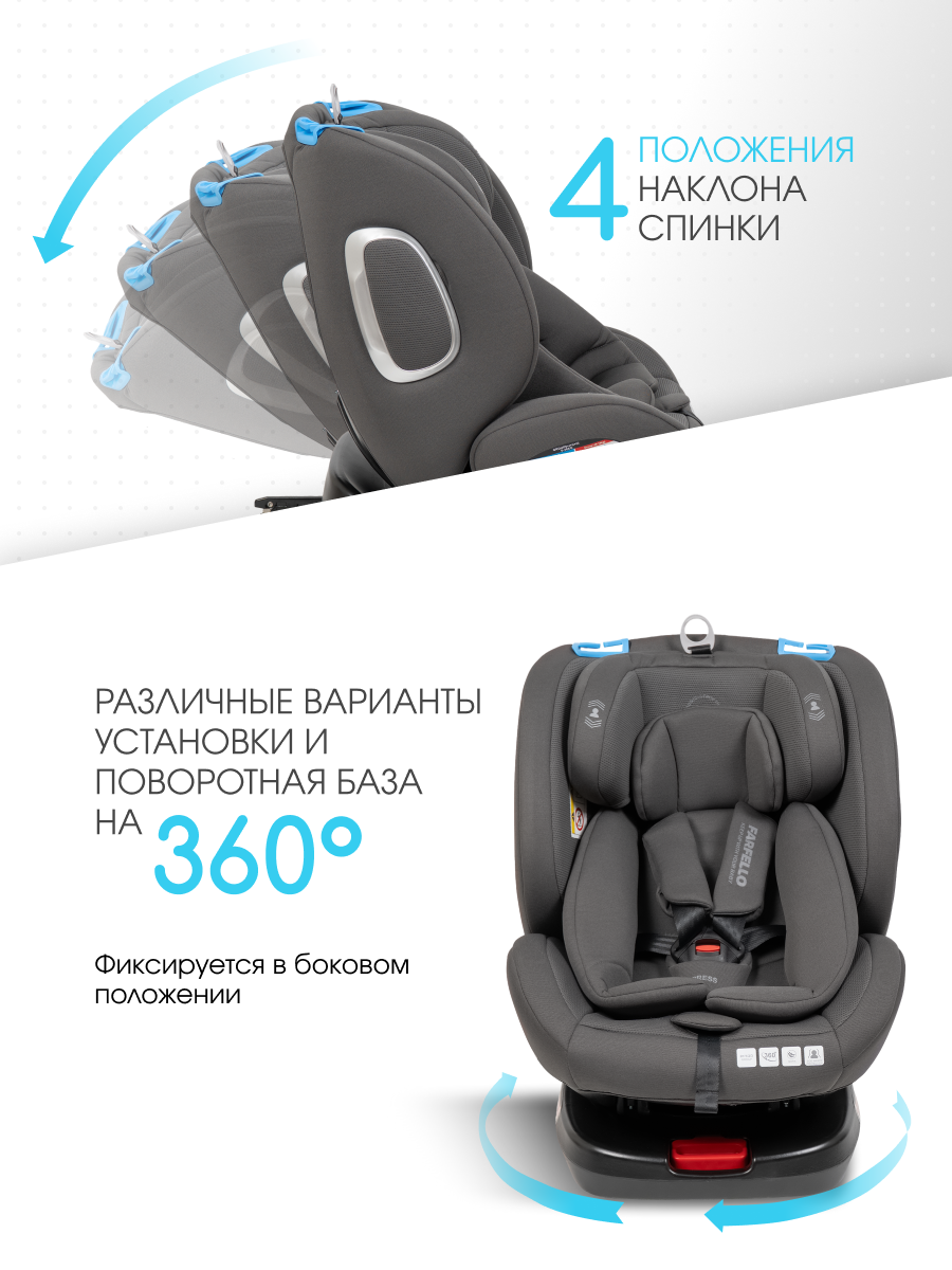 Автокресло Farfello YB102A Isofix 0+/1/2/3 (0-36 кг) серый - фото 2