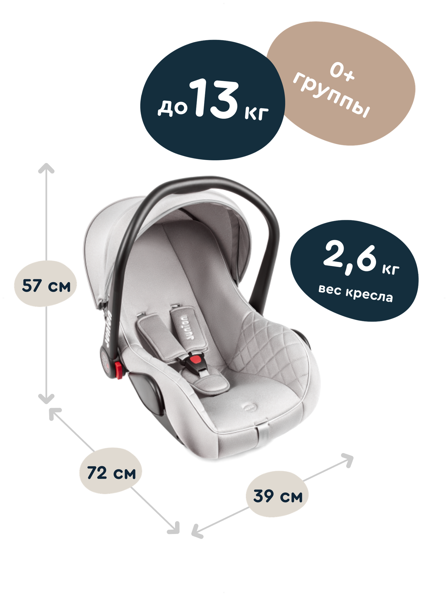 Автокресло Junion Uma 0 (0 -13 кг) серый - фото 2