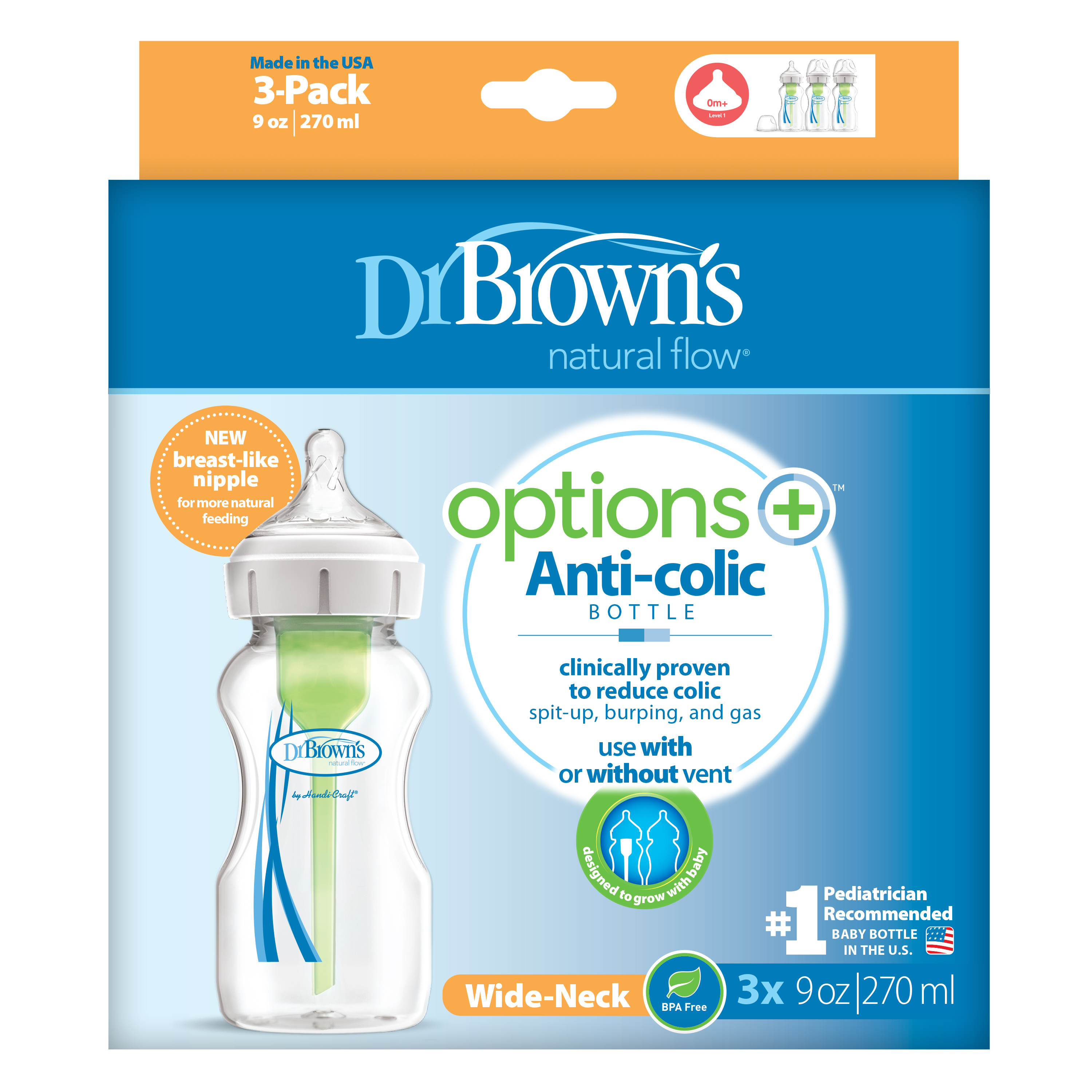 Бутылочка Dr Browns Anti-Colic 270 мл 3 шт. - фото 2