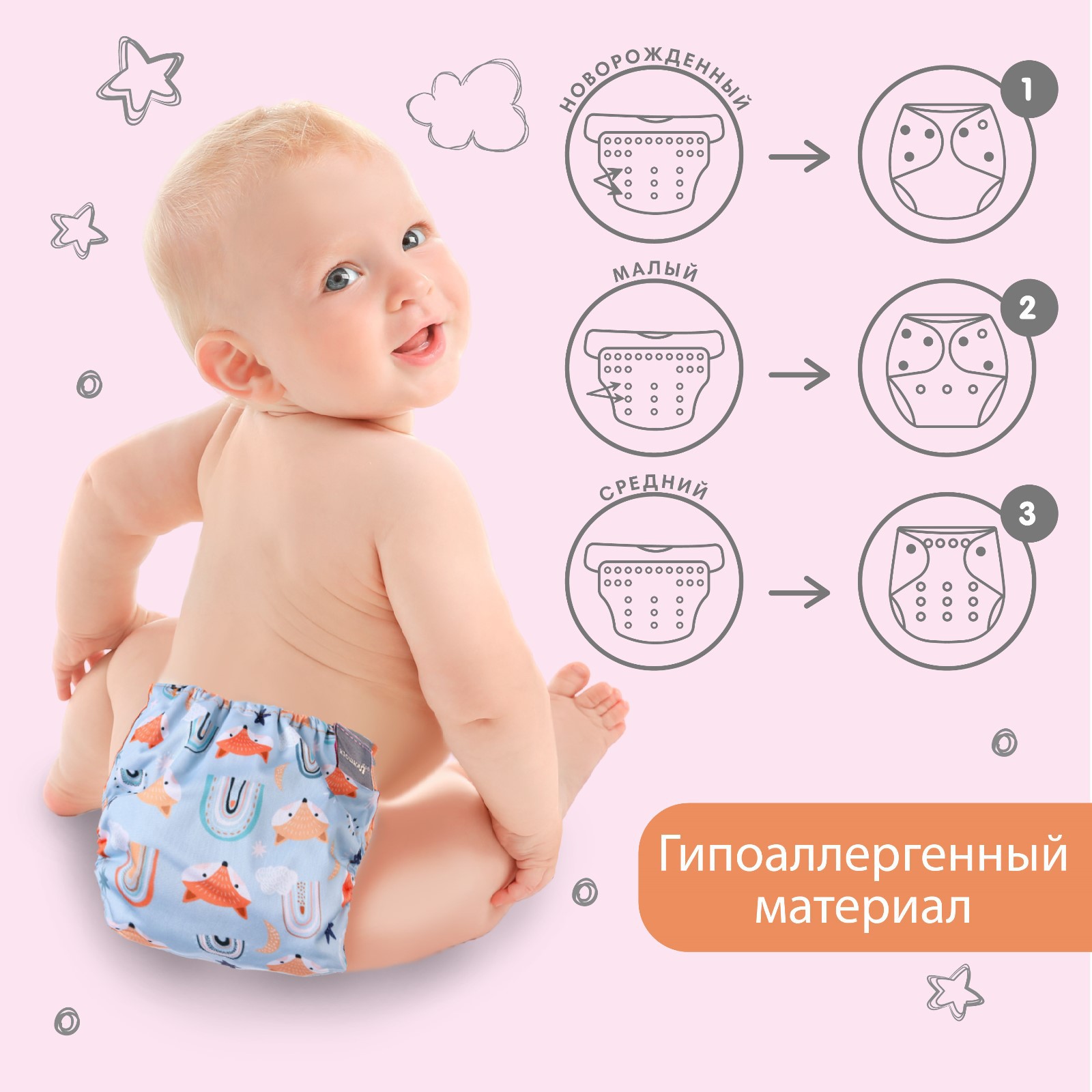 Многоразовые подгузники Крошка Я Onesize - фото 3