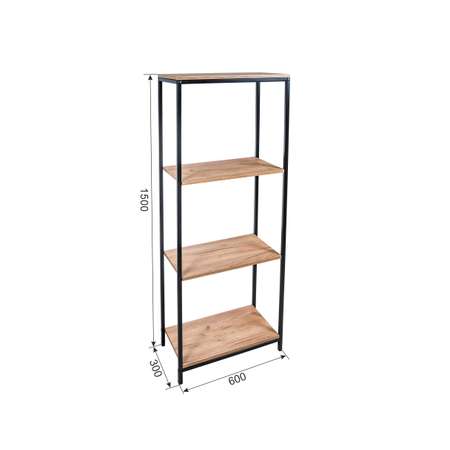 Стеллаж WoodSteel в стиле Лофт Chicago 60x30х150 см 4 полки чёрный