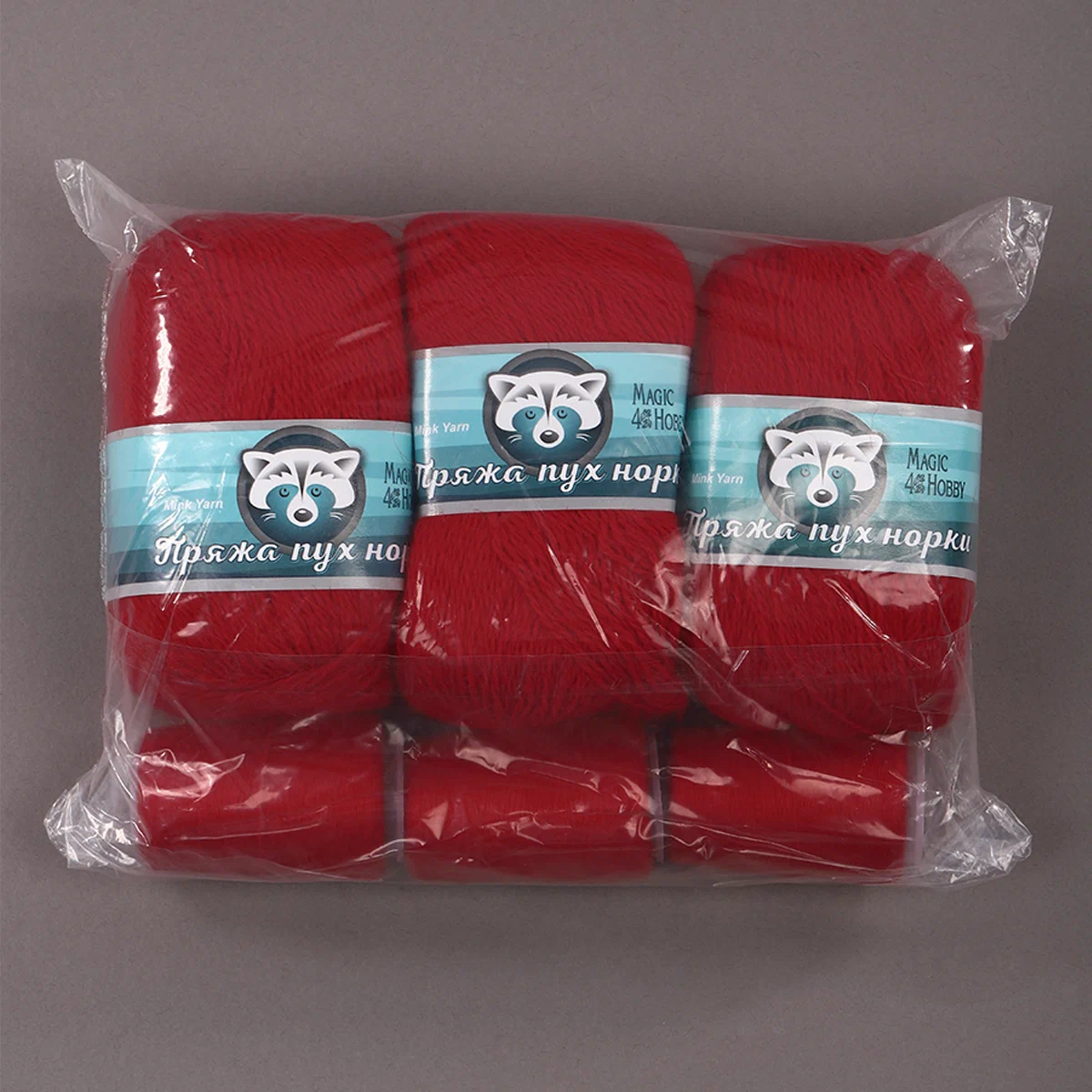 Пряжа Magic 4 Hobby Пух норки (80% пух норки, 20% полиамид) 3х50г/350м цвет красный - фото 5