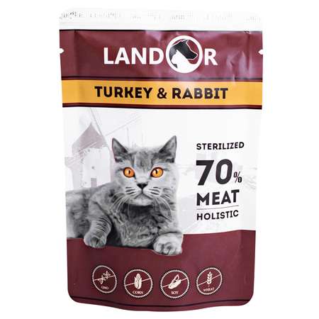 Корм для кошек Landor стерилизованных индейка с кроликом 85г