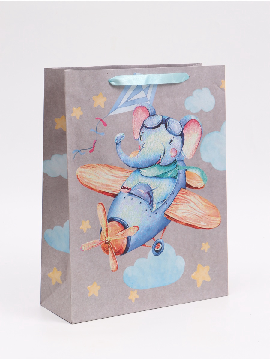 Пакет крафтовый горизонтальный Дарите Счастье Малышам L 31 × 40 × 115 см - фото 1