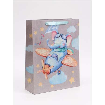 Пакет крафтовый горизонтальный Дарите Счастье Малышам L 31 × 40 × 115 см