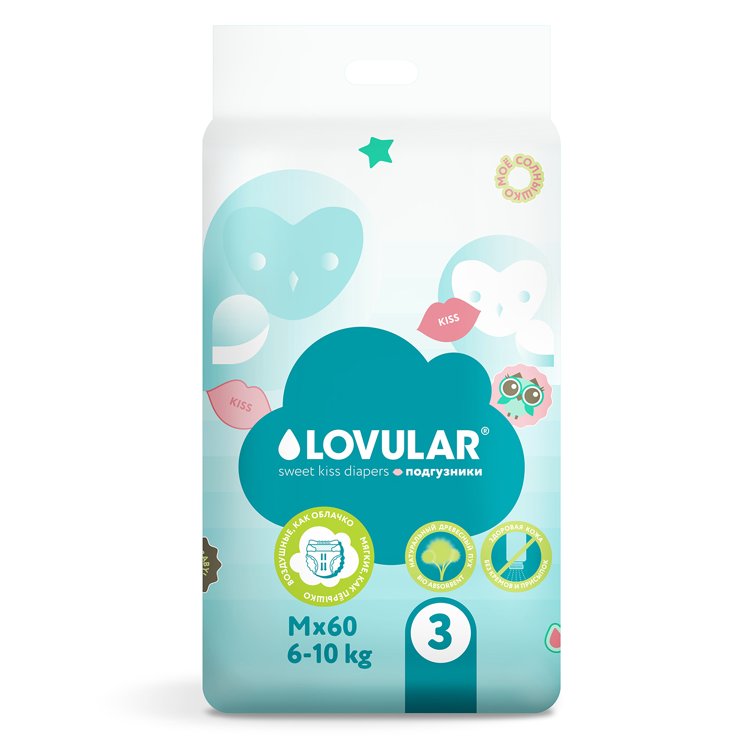 Подгузники LOVULAR Sweet Kiss M 60 шт. - фото 2