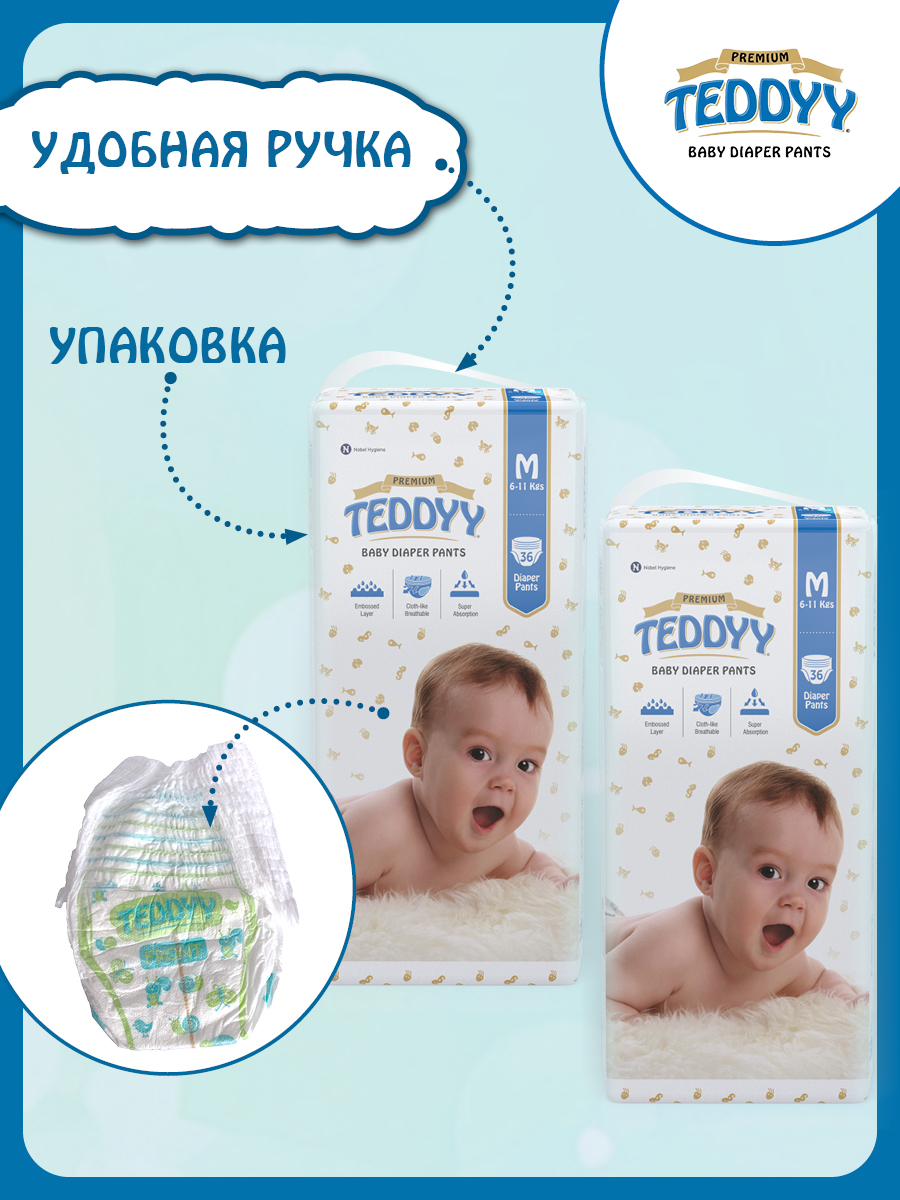 Трусики Teddy Baby Premium M 72 шт. - фото 2