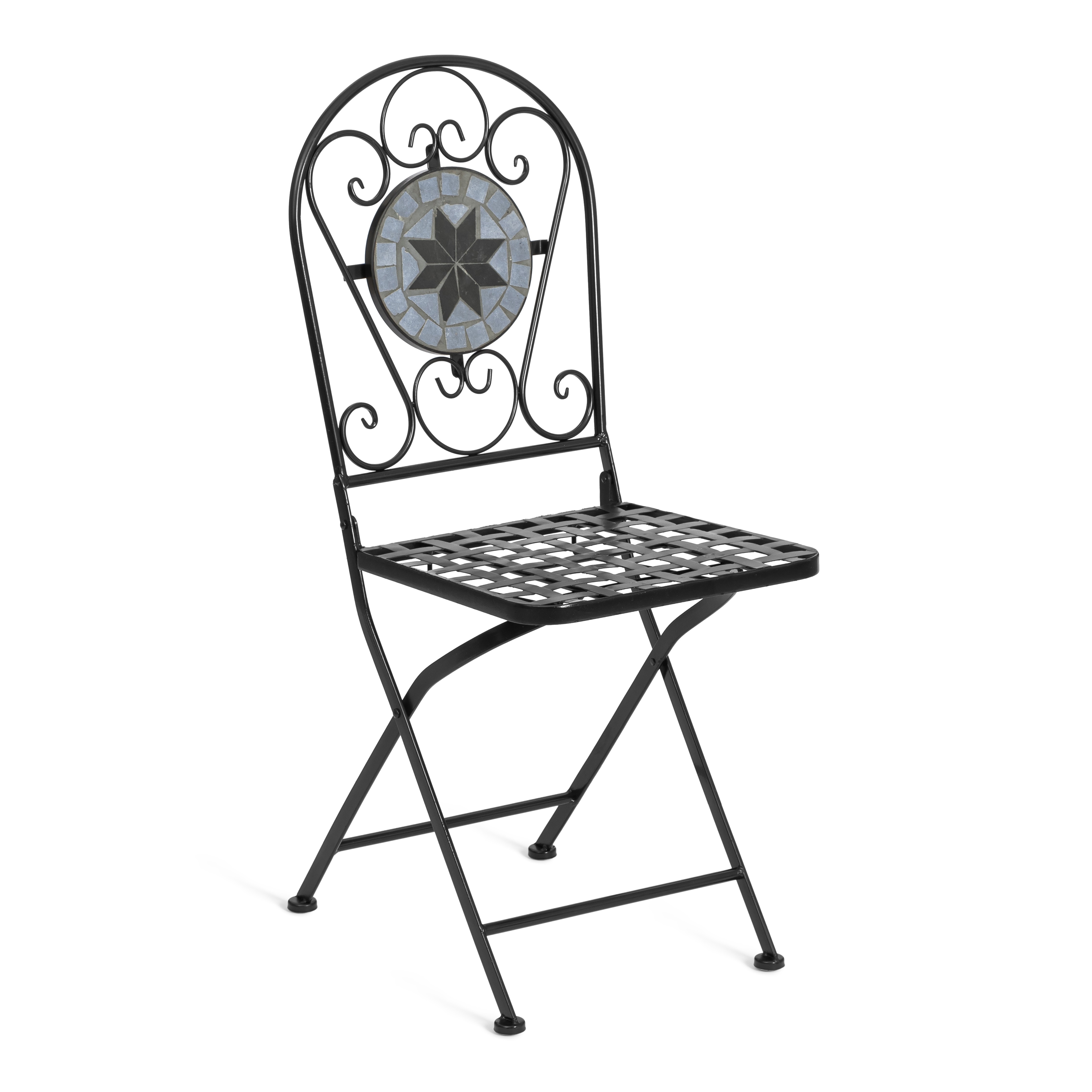 Комплект садовых стульев TETCHAIR Виченза, складные, металл, 36х35х91см, черный/плитка "астра" - фото 2