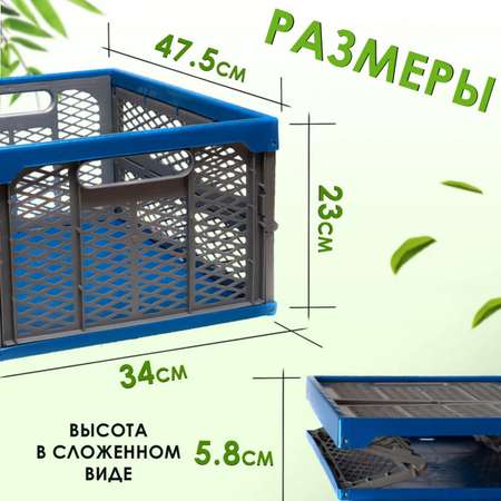 Ящик для игрушек Пеликан складной перфорированный сине-серый
