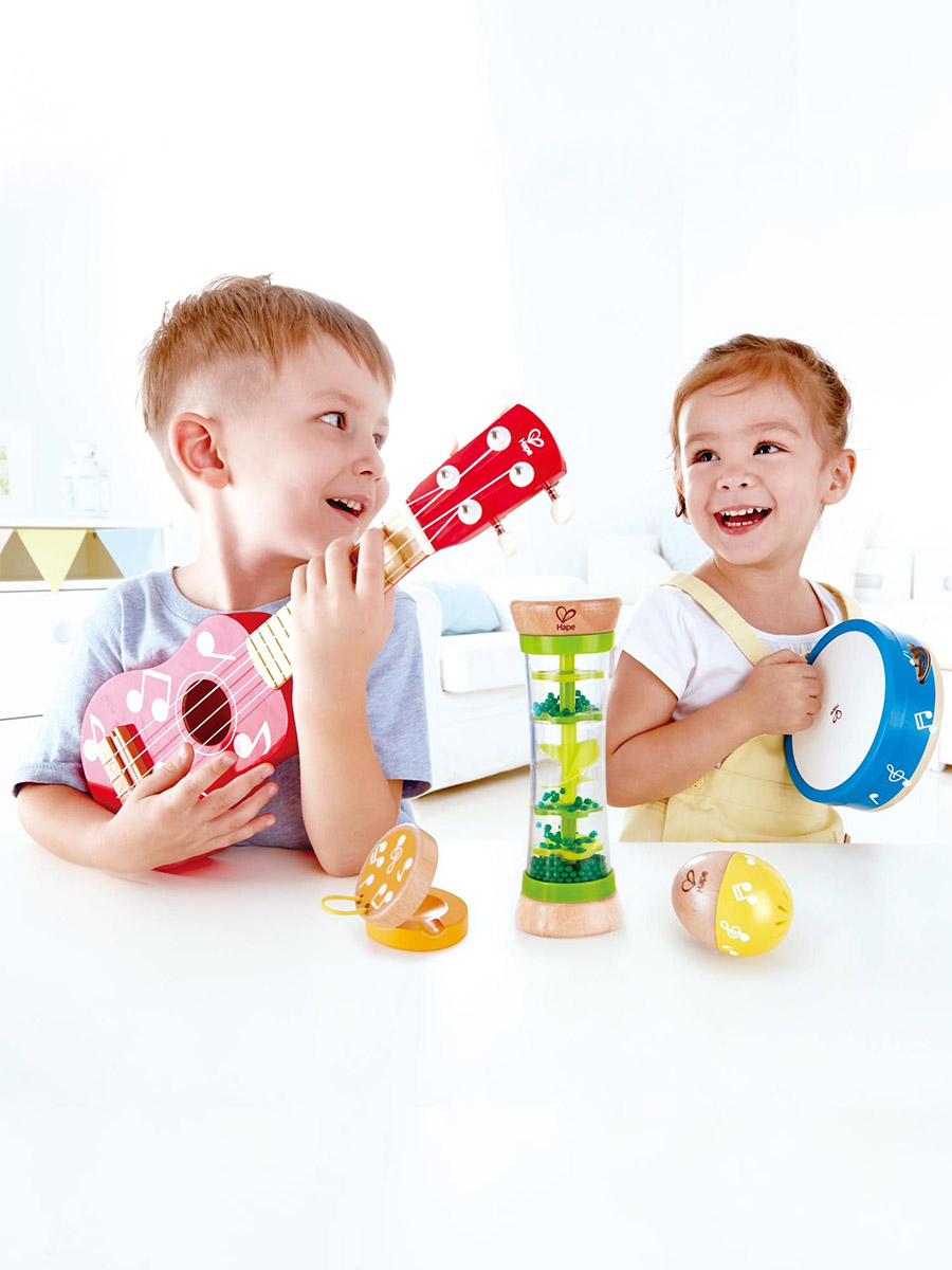 Игрушка музыкальная Hape Мини-группа гитара, бубен - фото 1