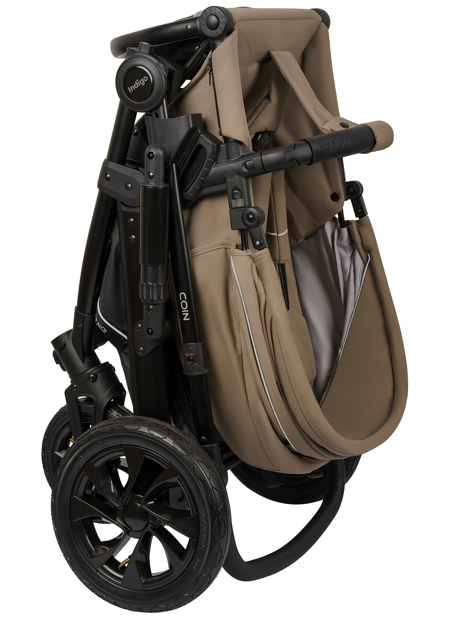 Коляска 2в1 Indigo Coin темно-бежевый - фото 24