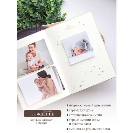 Первый альбом-дневник новорождённого Moms Recordbook Миндаль