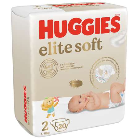 Подгузники Huggies Elite Soft для новорожденных 2 (4-6 кг) 20 шт.