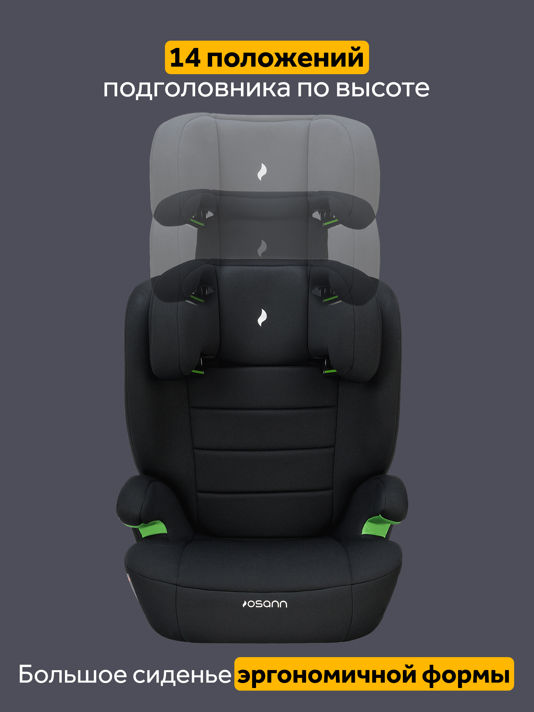 Автокресло Osann Musca Isofix Isofix 2/3 (15-36 кг) черный - фото 4