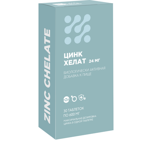 БАД BioTerra Цинк хелат 24мг 600мг №30