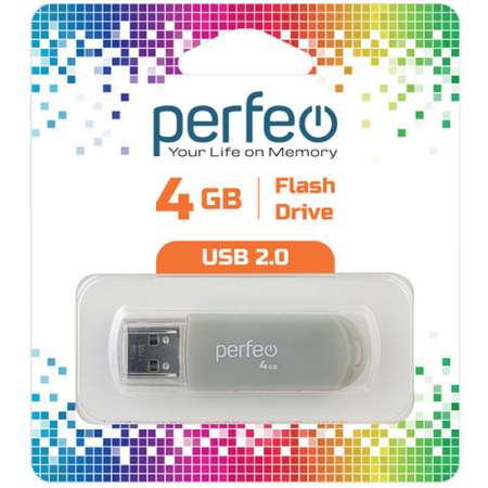 Флешка Perfeo С03 4 Гб серая
