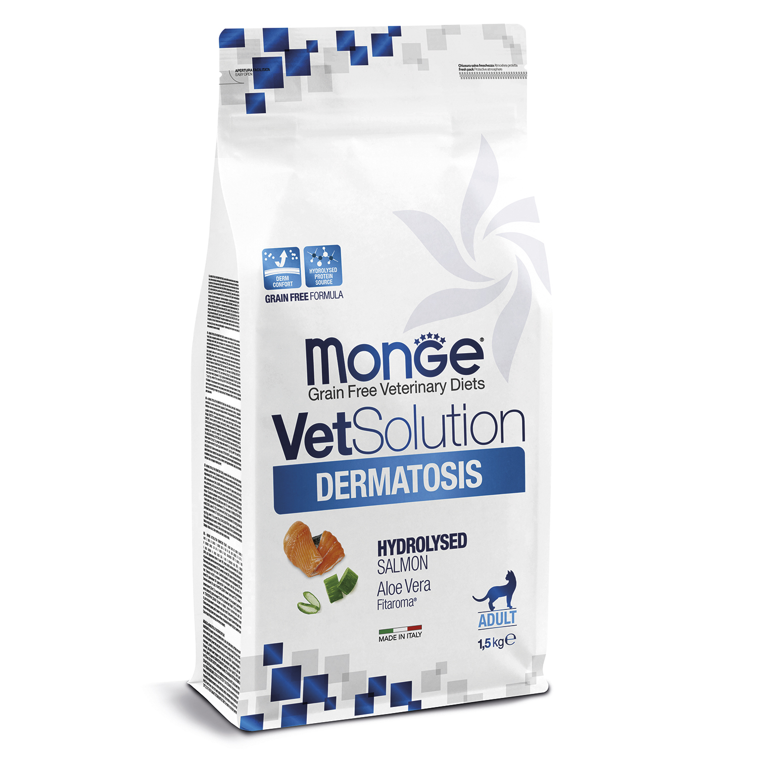 Корм для кошек диетический MONGE VetSolution CatDermatosis Дерматозис при заболеваниях кожи 1.5кг - фото 1
