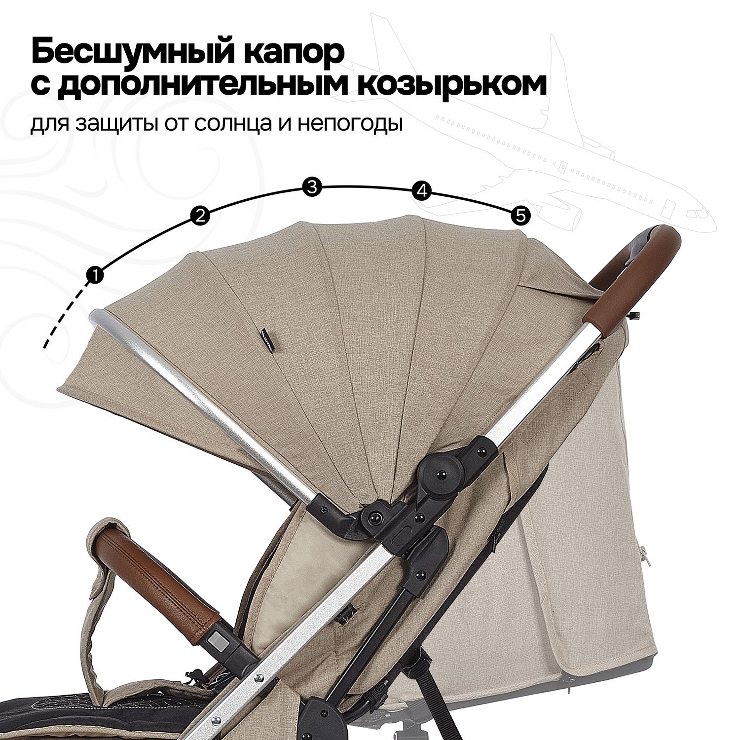 Коляска прогулочная Nuovita Giro Lux бежевый - фото 7