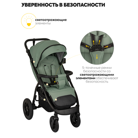 Коляска прогулочная JOVOLA SELENA Air 25 с сумкой зеленый
