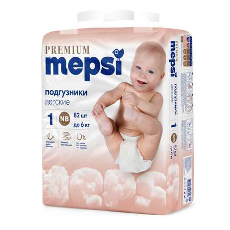 Подгузники Mepsi Premium 1 (до 6кг) 82 шт.