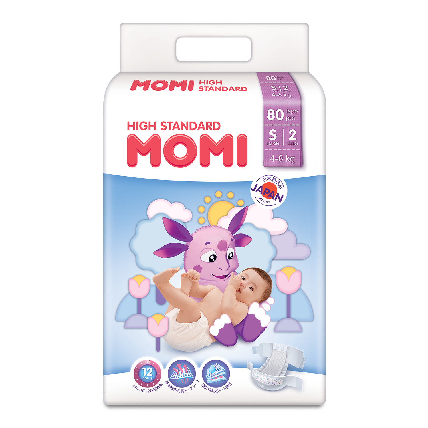 Подгузники Momi S (4-8 кг) 80 шт. - фото 1