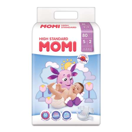 Подгузники Momi S (4-8 кг) 80 шт.