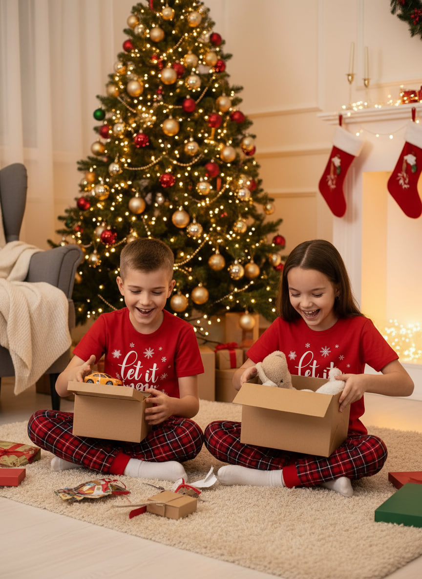 Пижама Утенок 827п-красный-клетка-снежок - фото 43