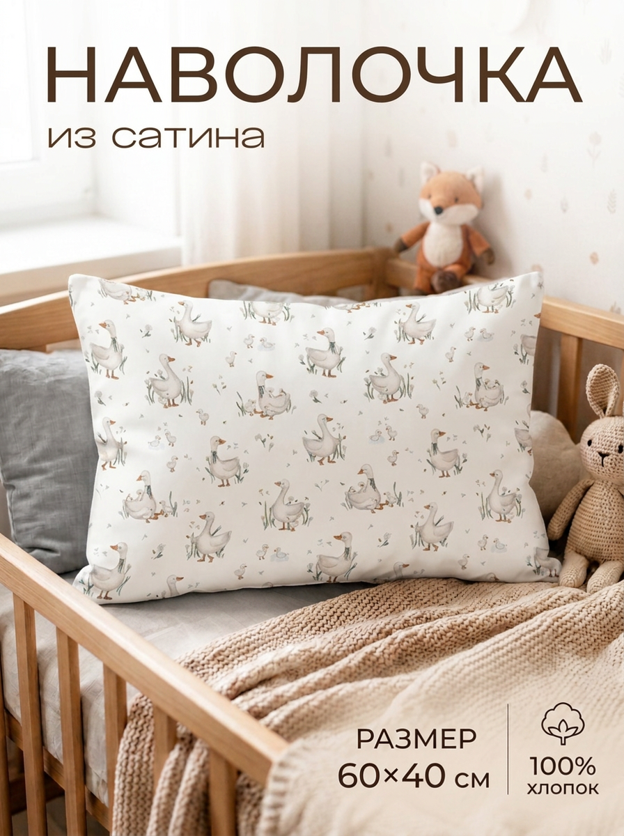 Наволочка Мягкий Кролик Гуси в траве 40 x 60 см - фото 1