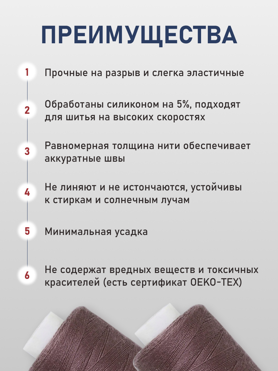 Нитки для шитья 40/2 Bestex 10шт цв 298 - фото 3