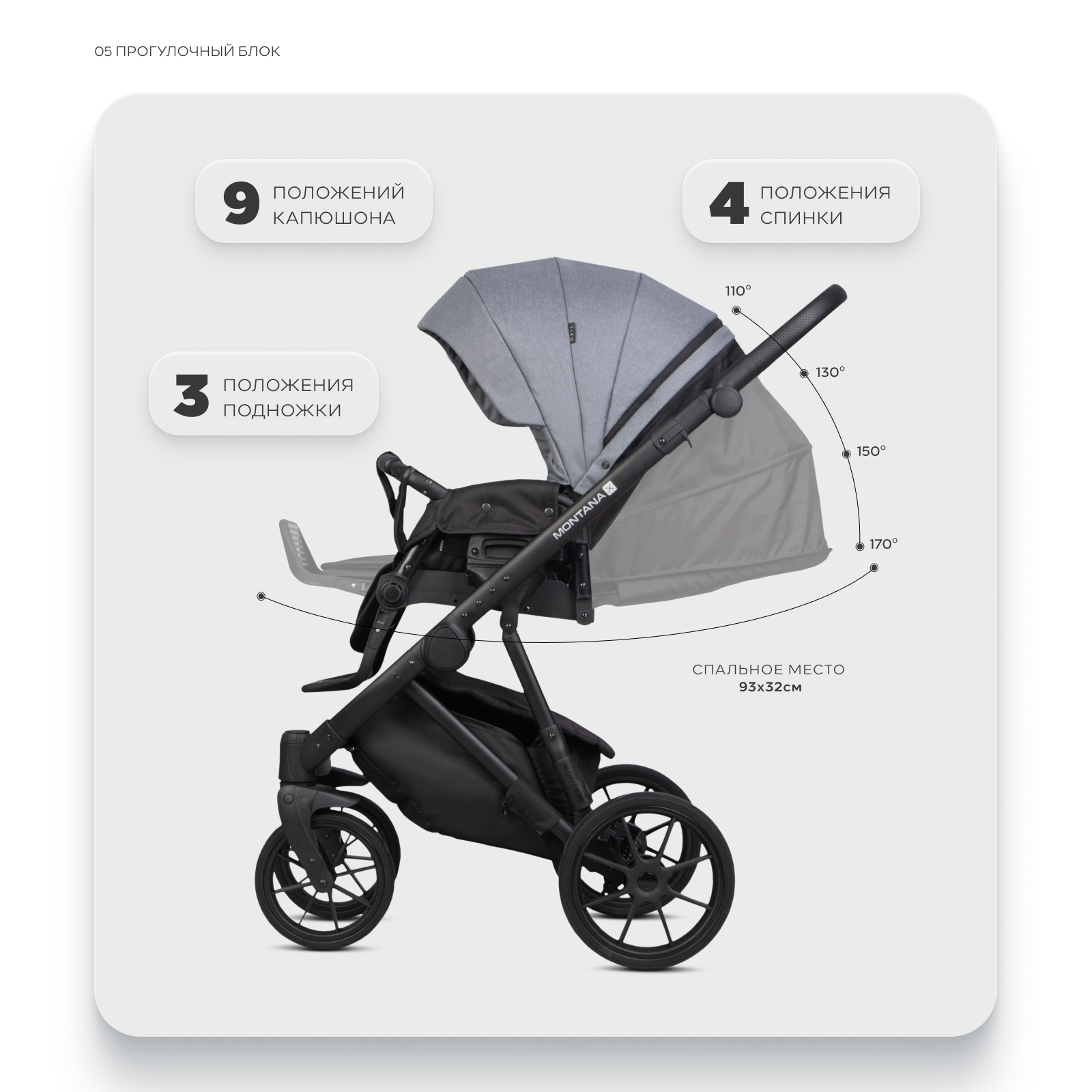 Коляска 2в1 Riko Basic Montana X Plus серый - фото 5