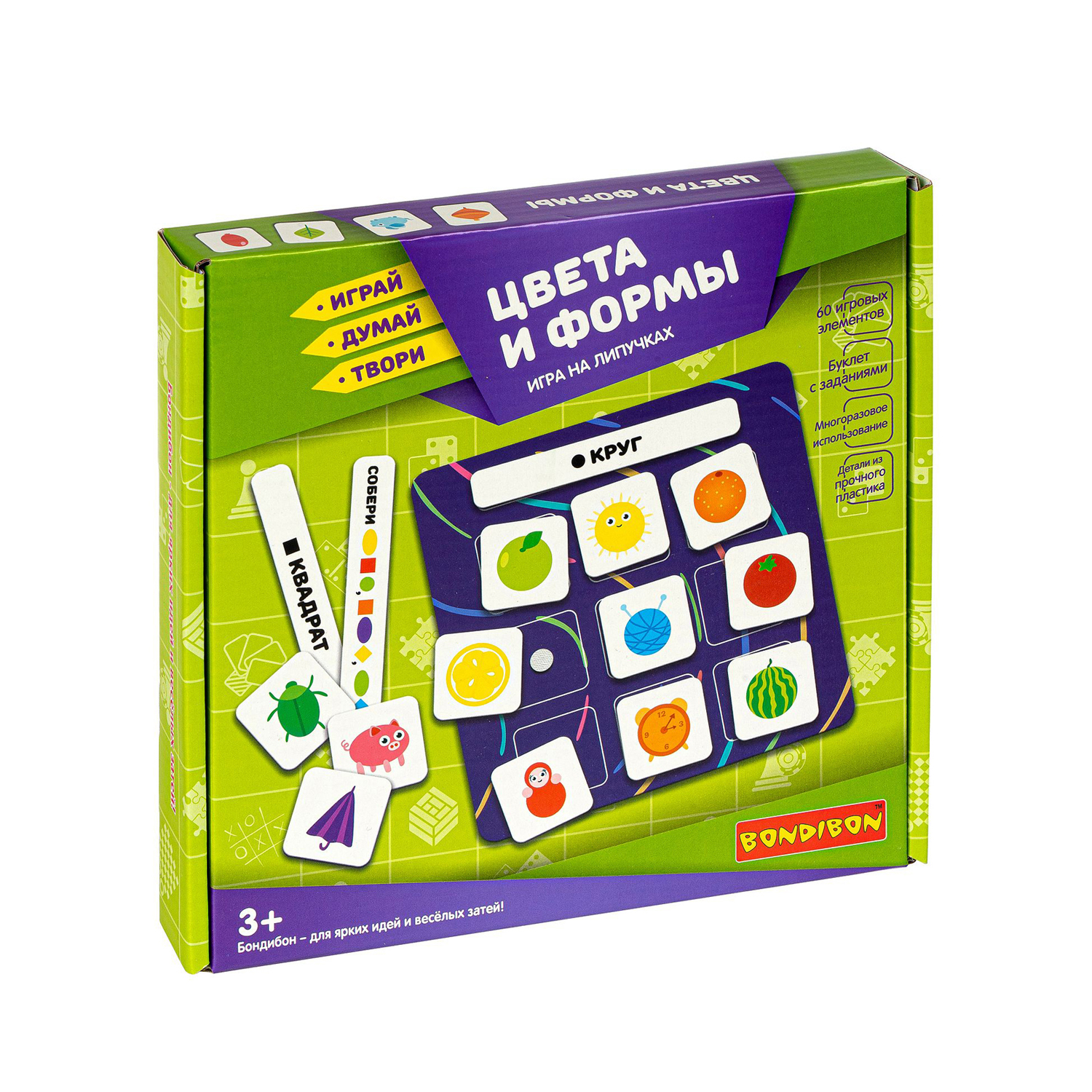 Настольная игра Bondibon на липучках Цвета и формы - фото 3