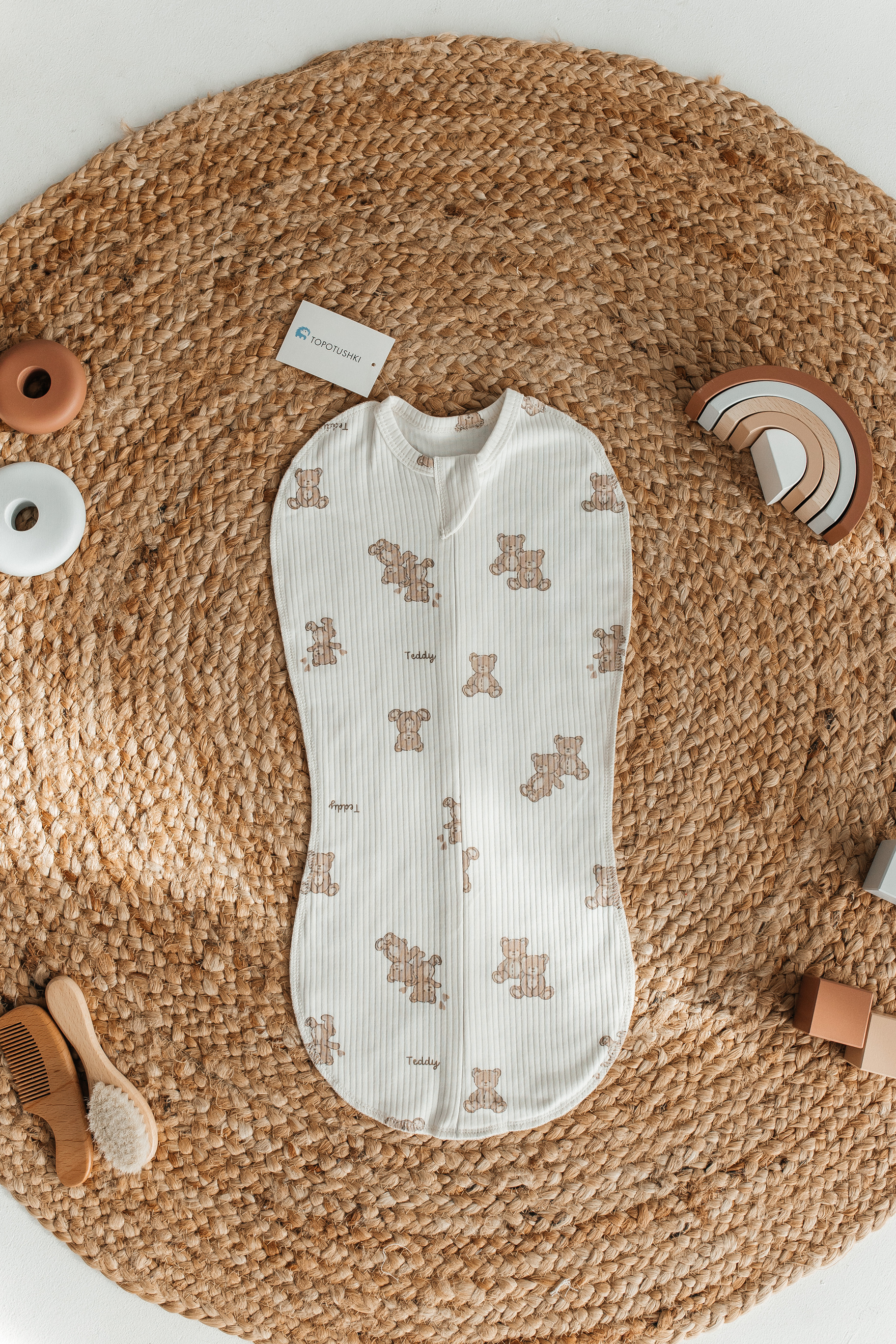 Конверт пеленальный (кокон) TOPOTUSHKI бежевый - фото 14