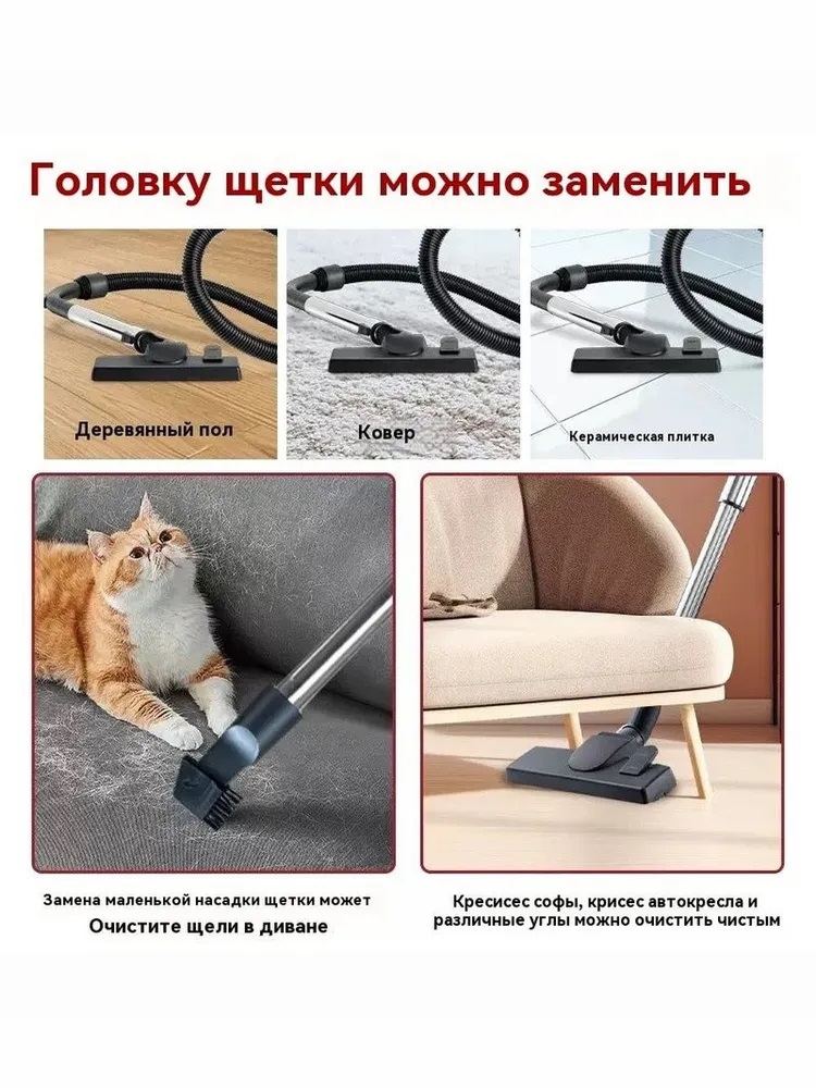 Мощный бытовой пылесос 2600 W проводной CASTLELADY Мощность всасывания 2000 ПА - фото 4