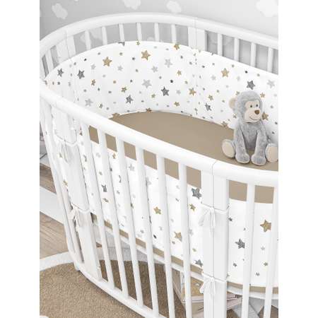 Бортики в кроватку Lemony kids Estrella 2 части по 180 см белый со звездами