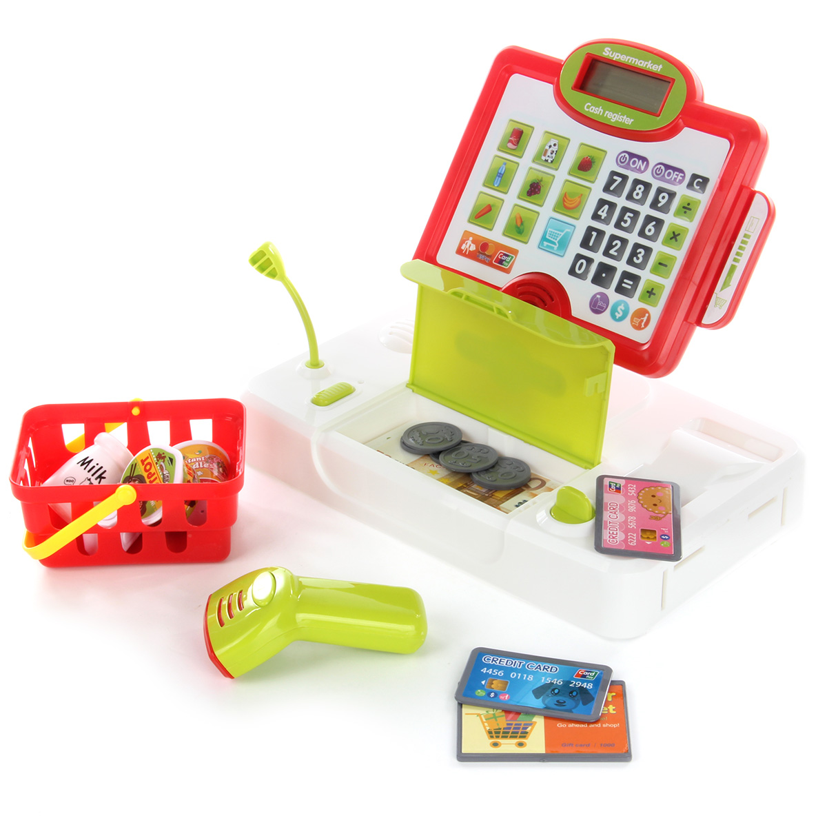 Игровой набор Veld Co тележки и корзинки, прилавок, касса, продукты - фото 4