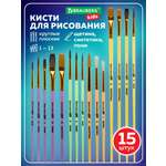Кисть Brauberg 15 шт. (синтетика, щетина, пони)
