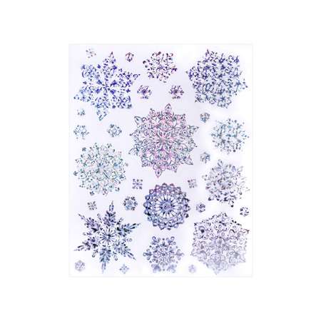 Новогодняя наклейка Золотая сказка на окна и стекла многоразовая Снежинки 30x38 см
