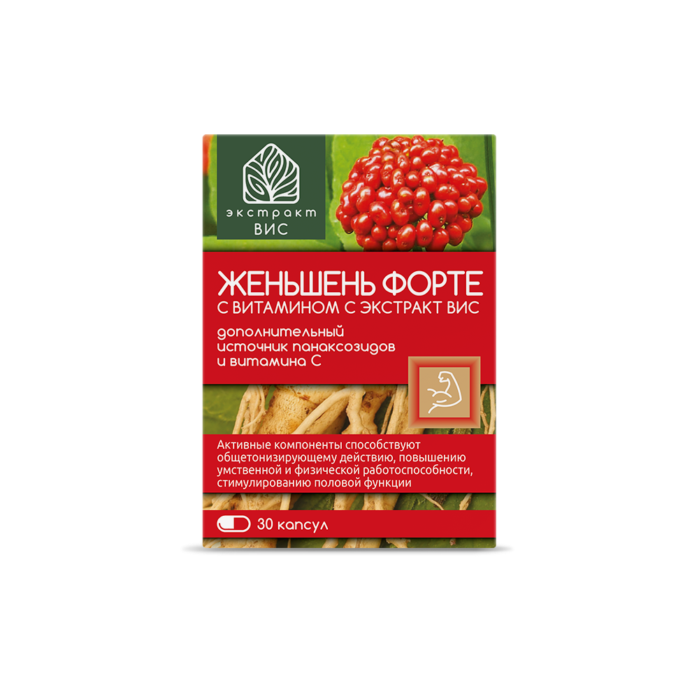 БАД Экстракт-ВИС Женьшень Форте с витамином С капсулы массой 0,44 г №30 - фото 5