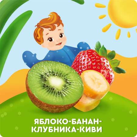 Пюре Агуша яблоко-банан-клубника-киви 90г с 8месяцев
