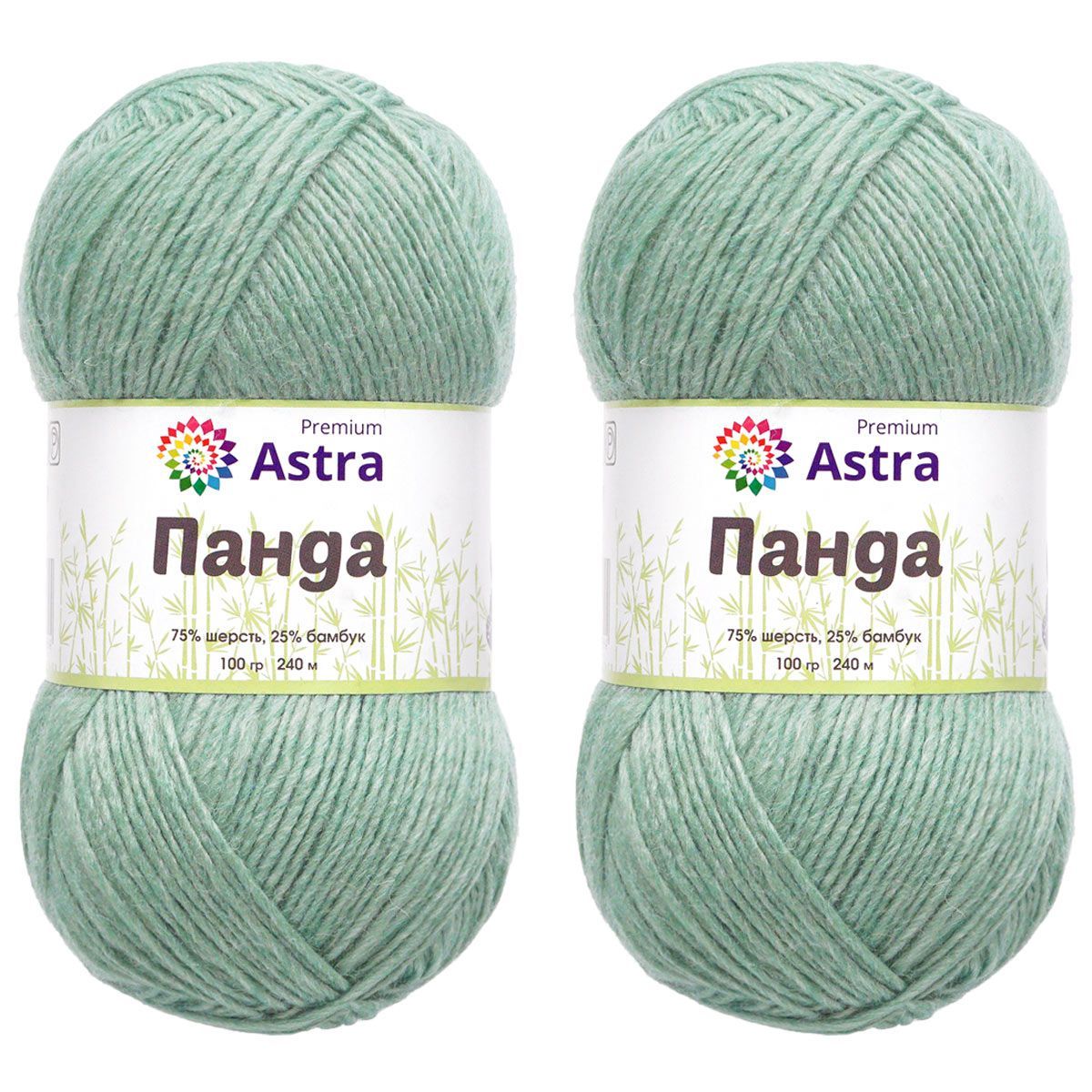 Пряжа Astra Premium Панда Panda шерсть бамбук 100 г 240 м 410 мятный 2 мотка - фото 9