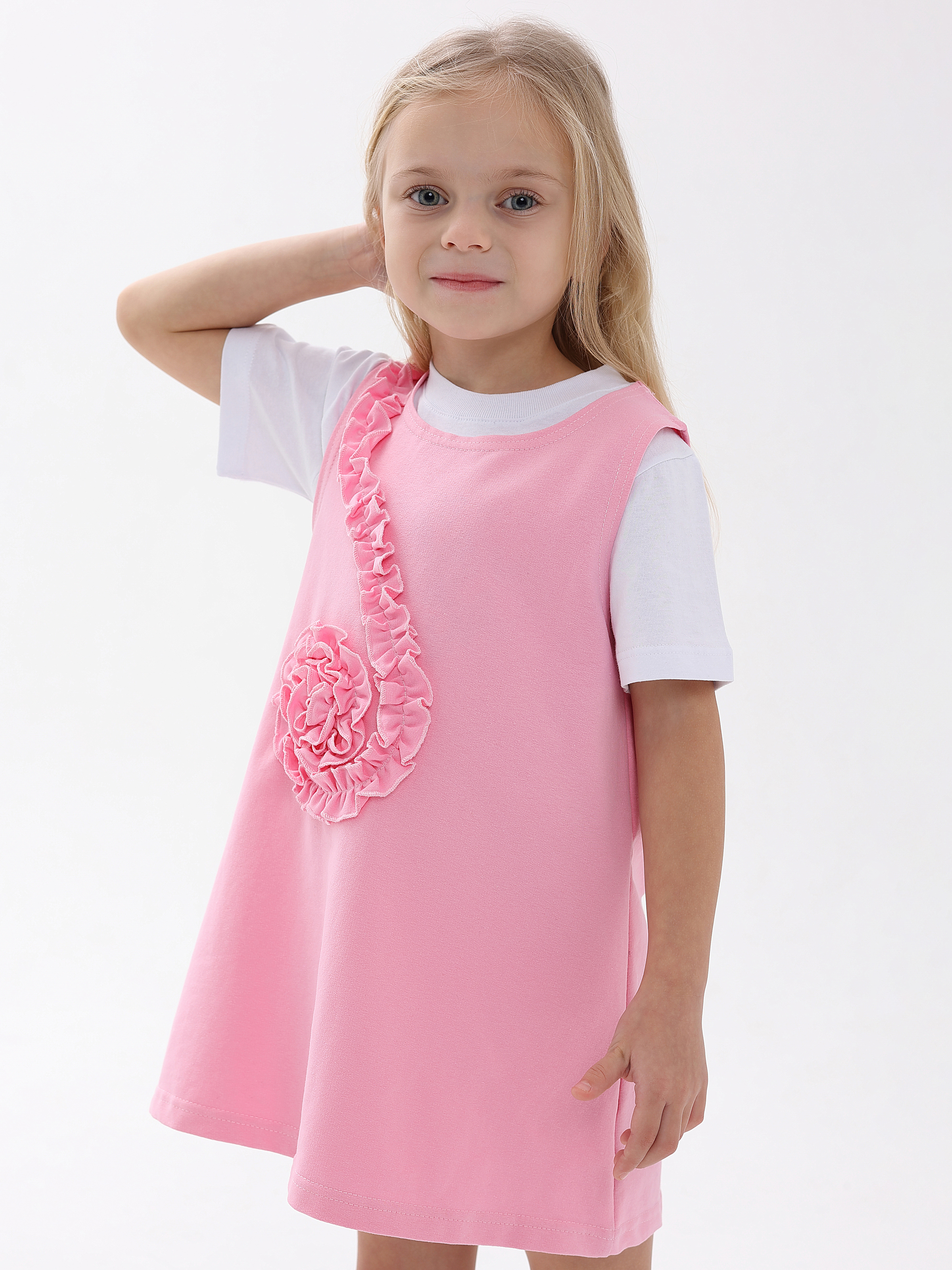 Изображение товара Детский сарафан АЯС 116 для девочек плотный трикотаж футер классика