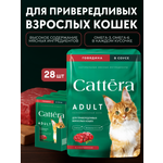 Корм влажный Cattera консервированный полнорационный с говядиной в соусе для взрослых кошек