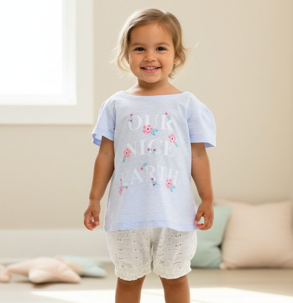 Изображение товара Летний комплект для девочек футболка и шорты Deiko Baby 68 натуральный хлопок