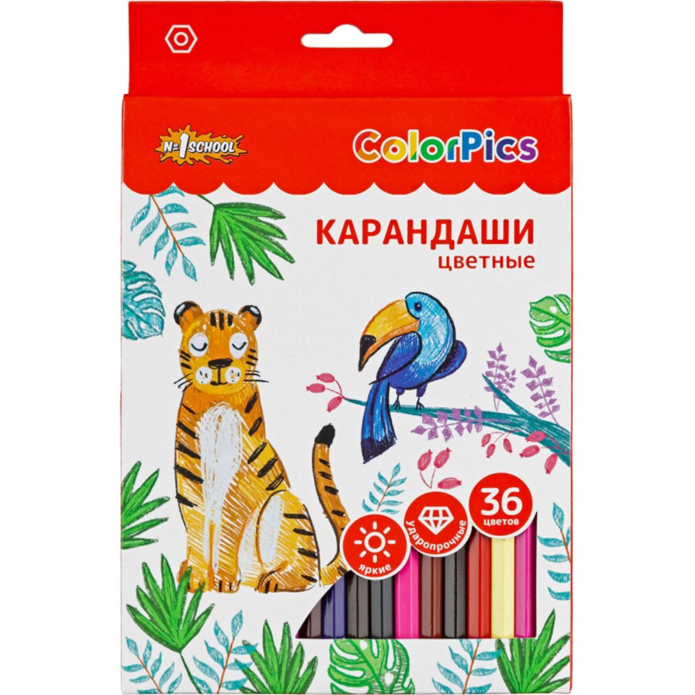 Карандаши цветные №1 School 36 шт. - фото 1