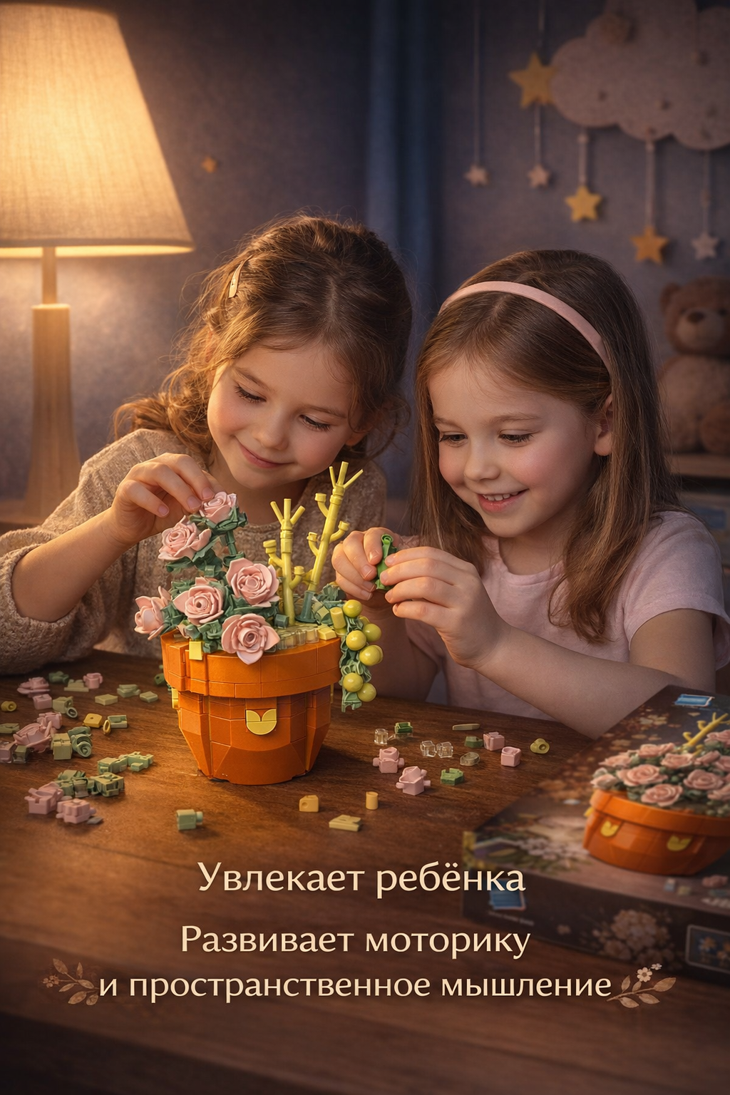 Конструктор BalaToys Цветы в горшке из мини-блоков 389 дет. - фото 4