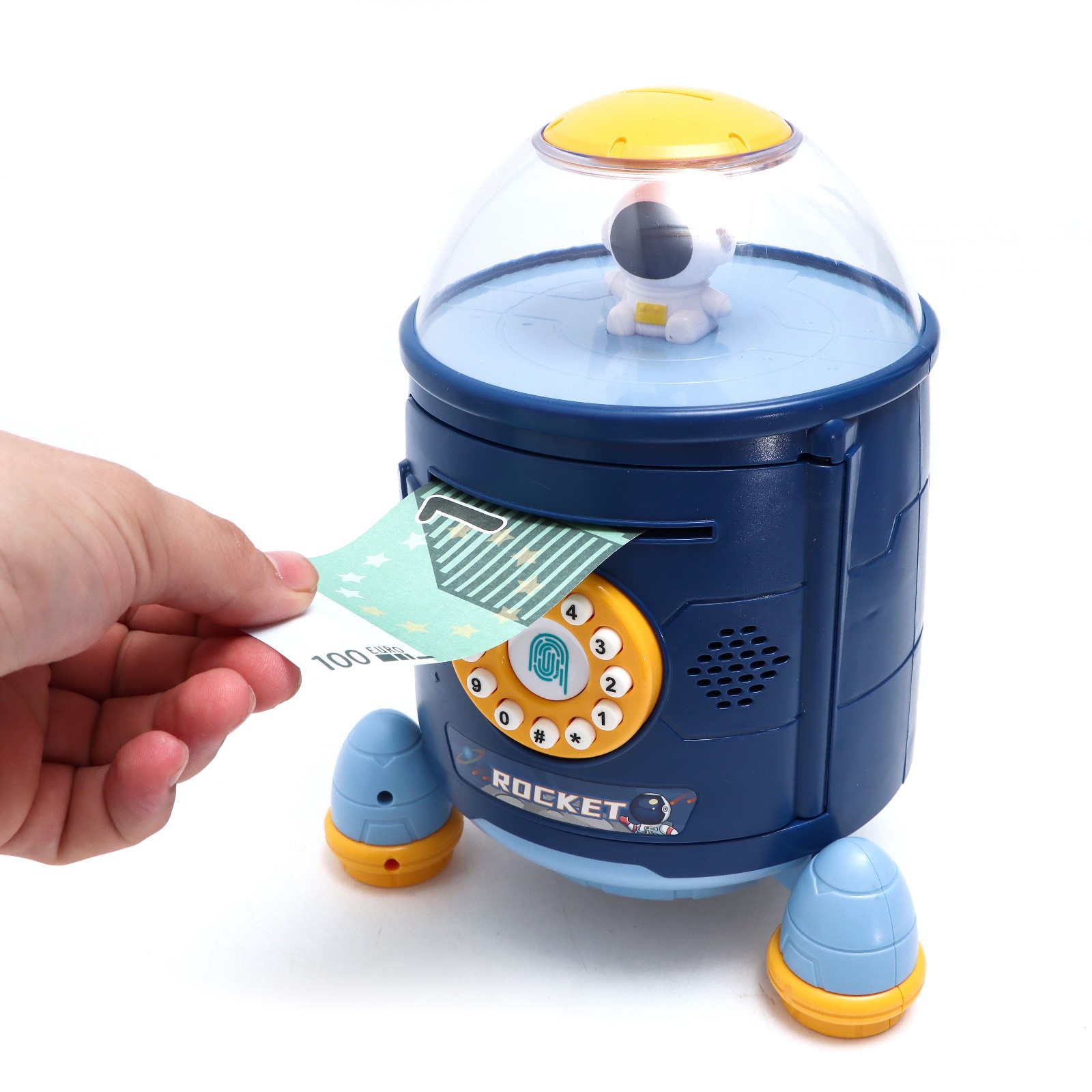 Копилка Sima-Land «Ракета» свет звук засасывает купюры цвет синий - фото 4