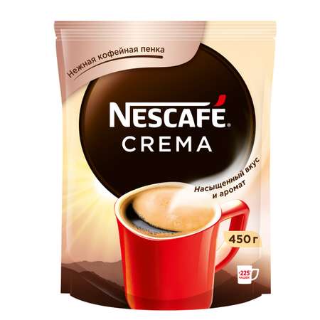 Кофе 100% натуральный Nescafe Classic Crema растворимый порошкообразный пакет 450г