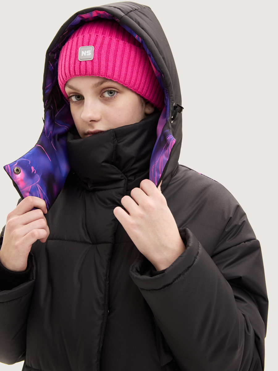 Пальто NIKASTYLE 6з9225 черный/фуксия - фото 5