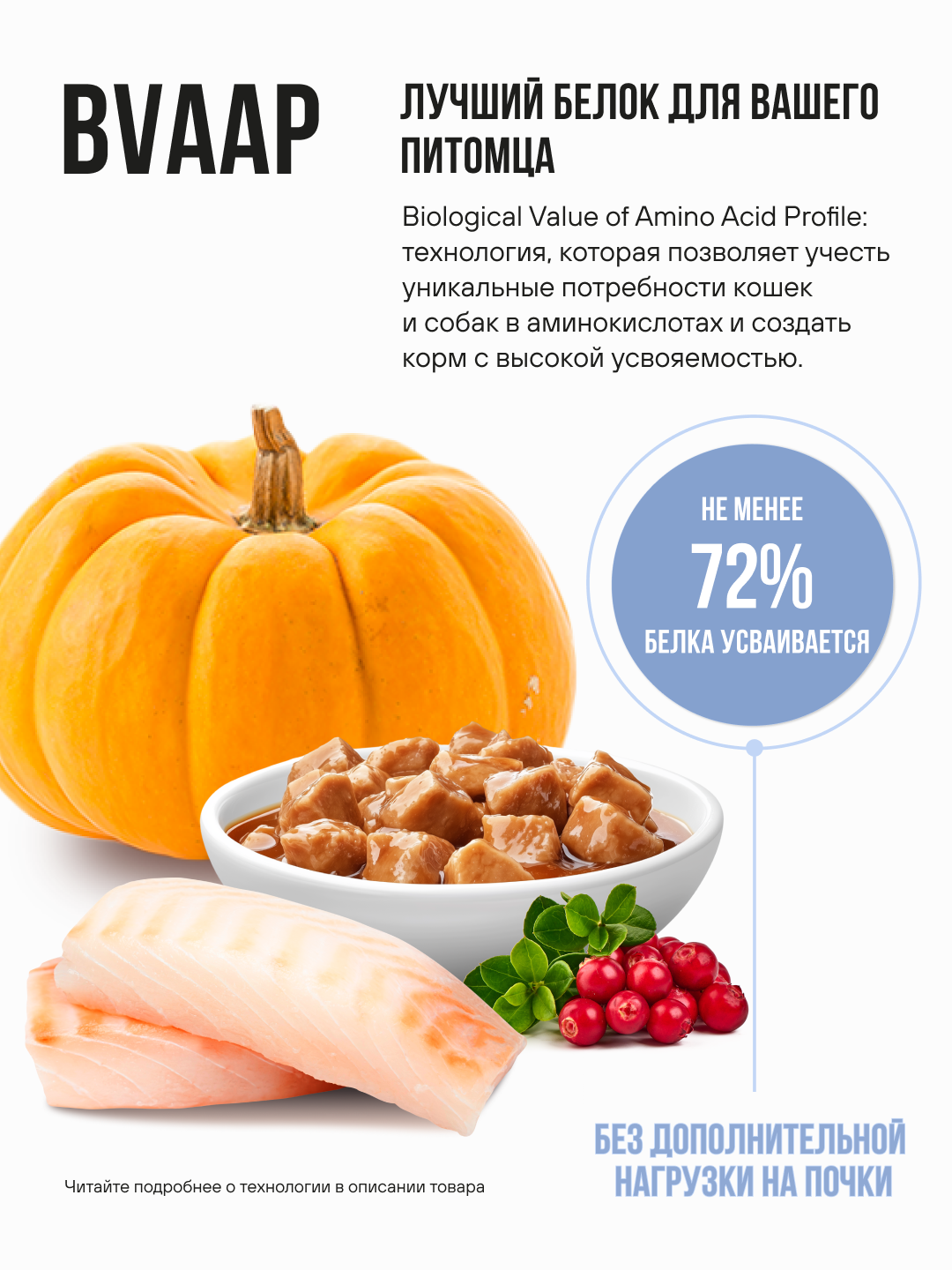 Полнорационный влажный корм BOWL WOW в соусе для котят и беременных кошек с белой рыбой и тыквой 85г - фото 2