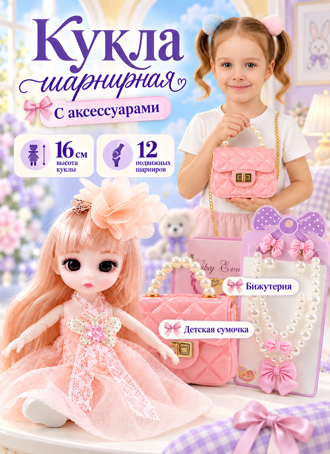 Кукла мини TrendToys шарнирная с сумочкой высота 16 см SDM022 - фото 10